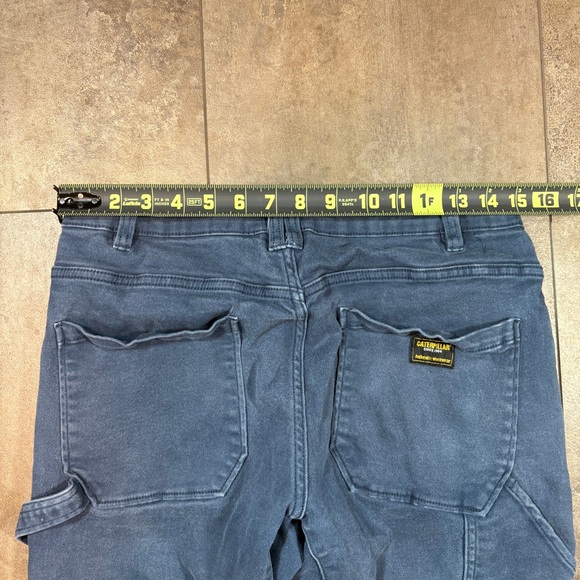 CAT Double Knee Navy Blue Carpenter Workwear Straight Leg Cargo Pants - Picture 4 of 5
